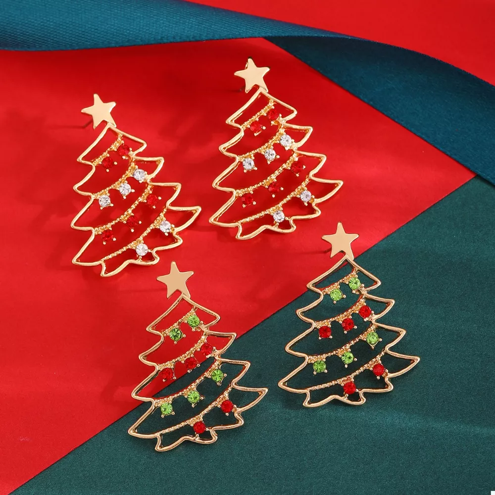 18K Gold-Plated Christmas Tree Earrings, image 2