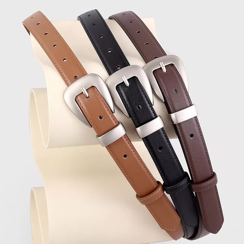 Buckle Skinny Leather Belt, image 2