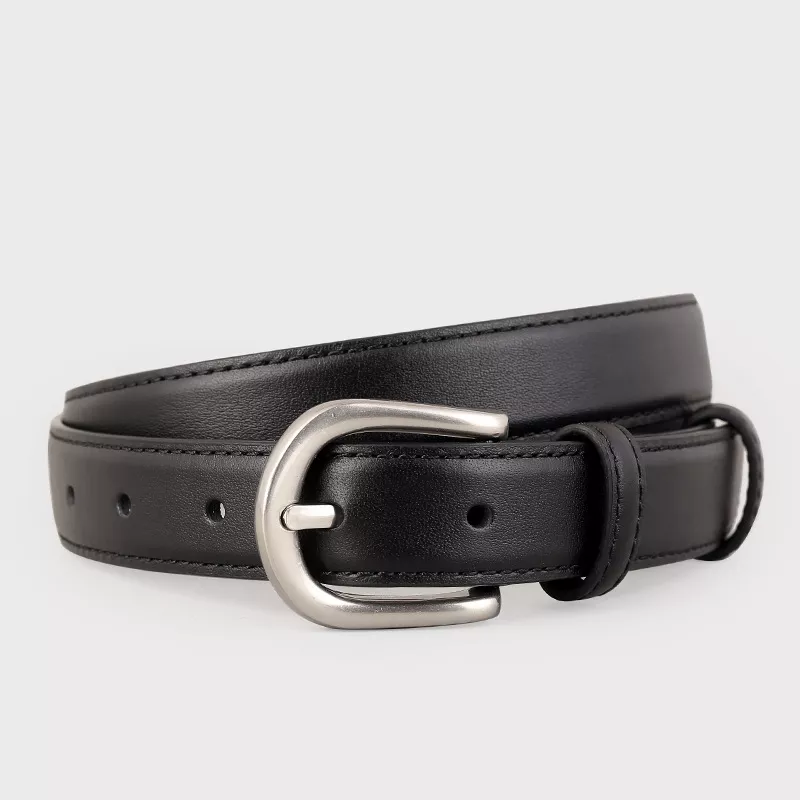 Classic Leather Belt with Silver Buckle, image 2