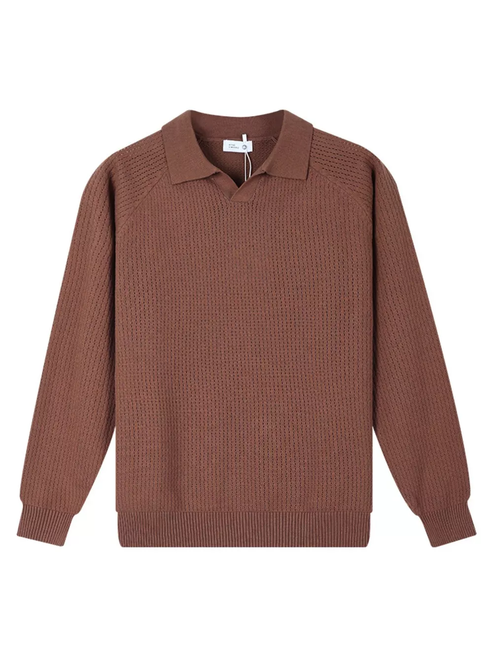 Men's Plus Size Textured Polo Collar Knit Top, image 5