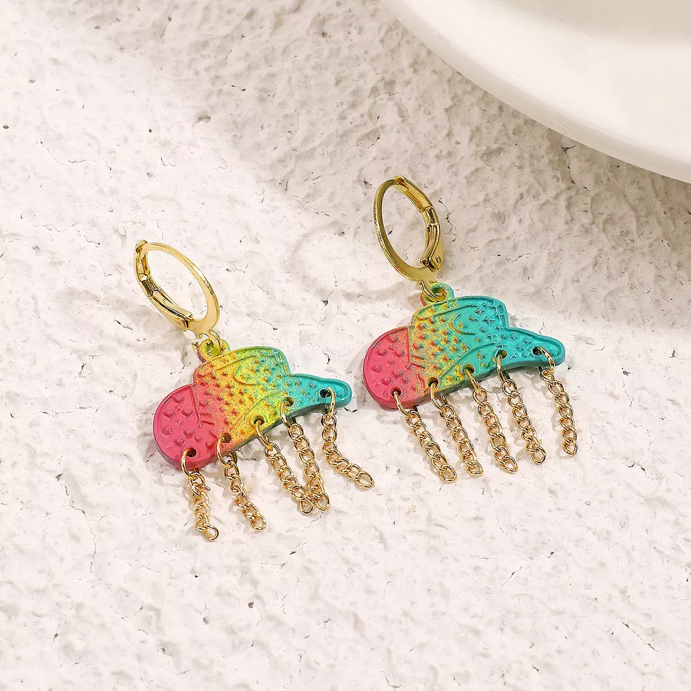 Rainbow Cloud Dangle Earrings, image 3