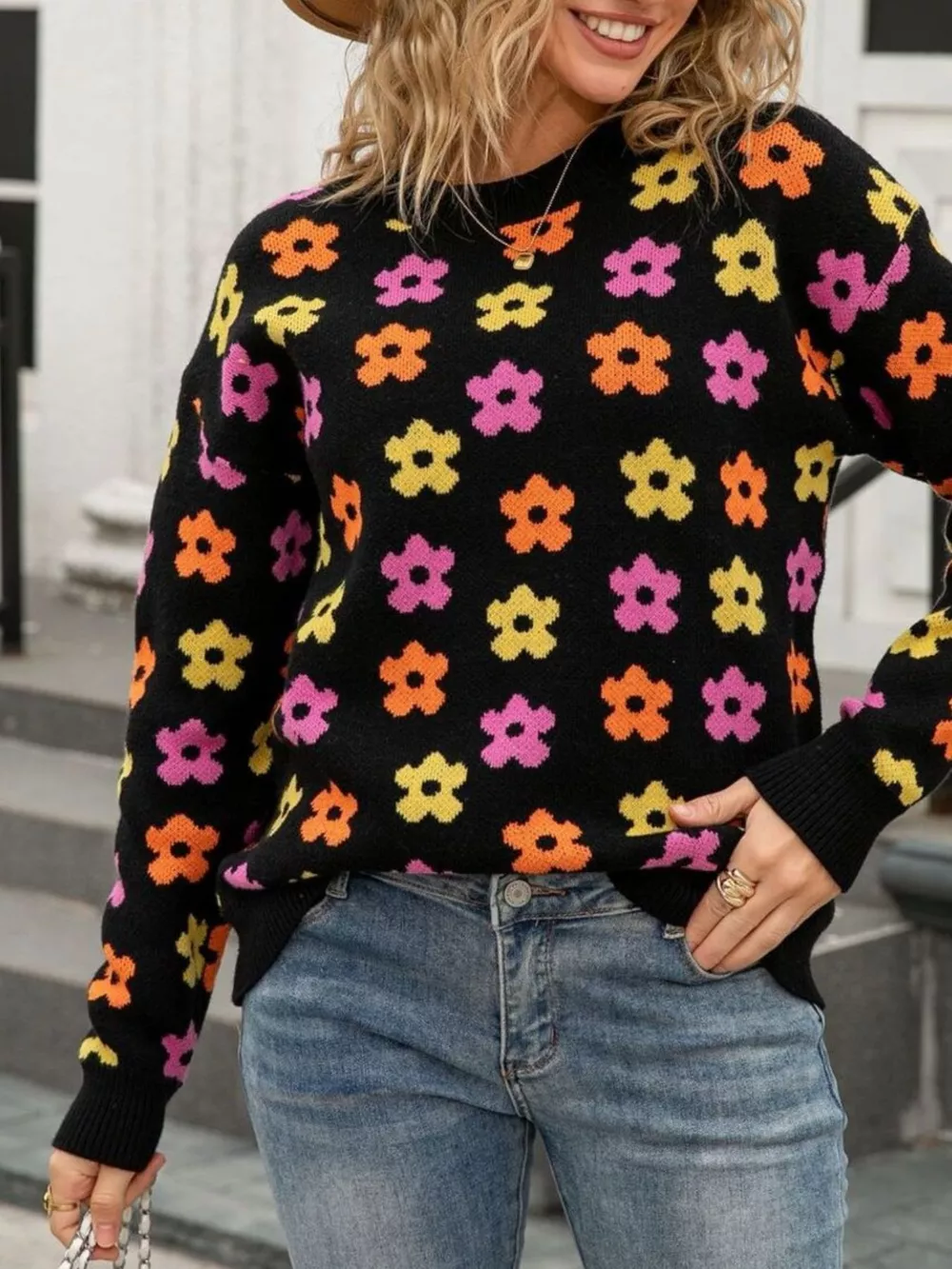 Floral Crew Neck Sweater, image 11