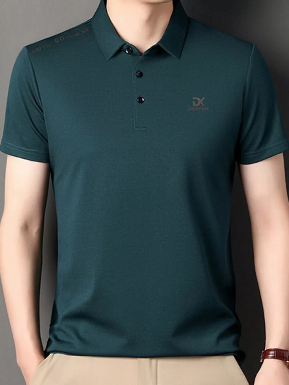 Men's Plus Size Button Detail Short Sleeve Polo, image 4