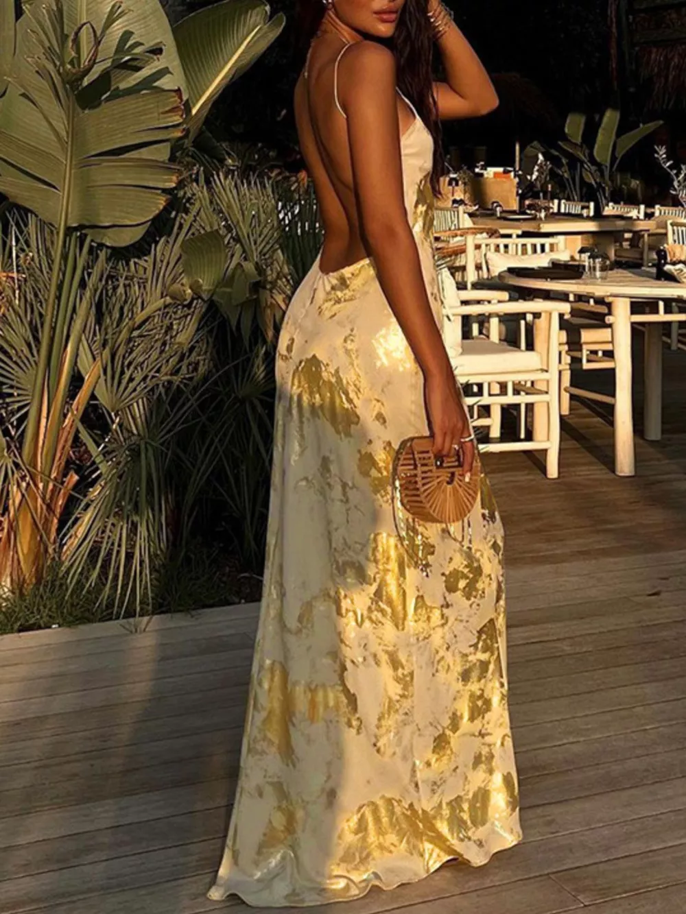 Backless V-Neck Maxi Dress, image 4