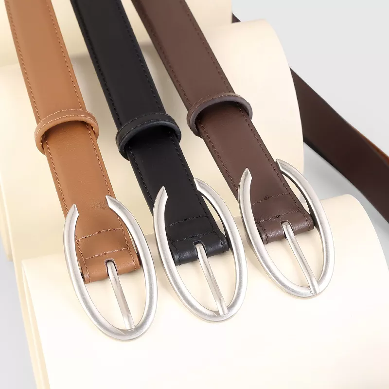 Oval Buckle Leather Belt, image 2