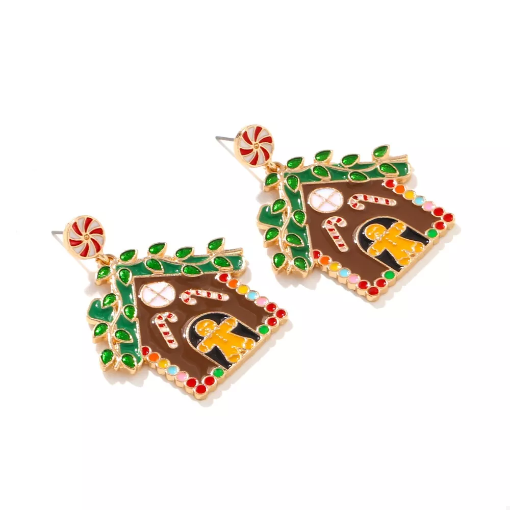 Christmas Gingerbread House Dangle Earrings, image 3