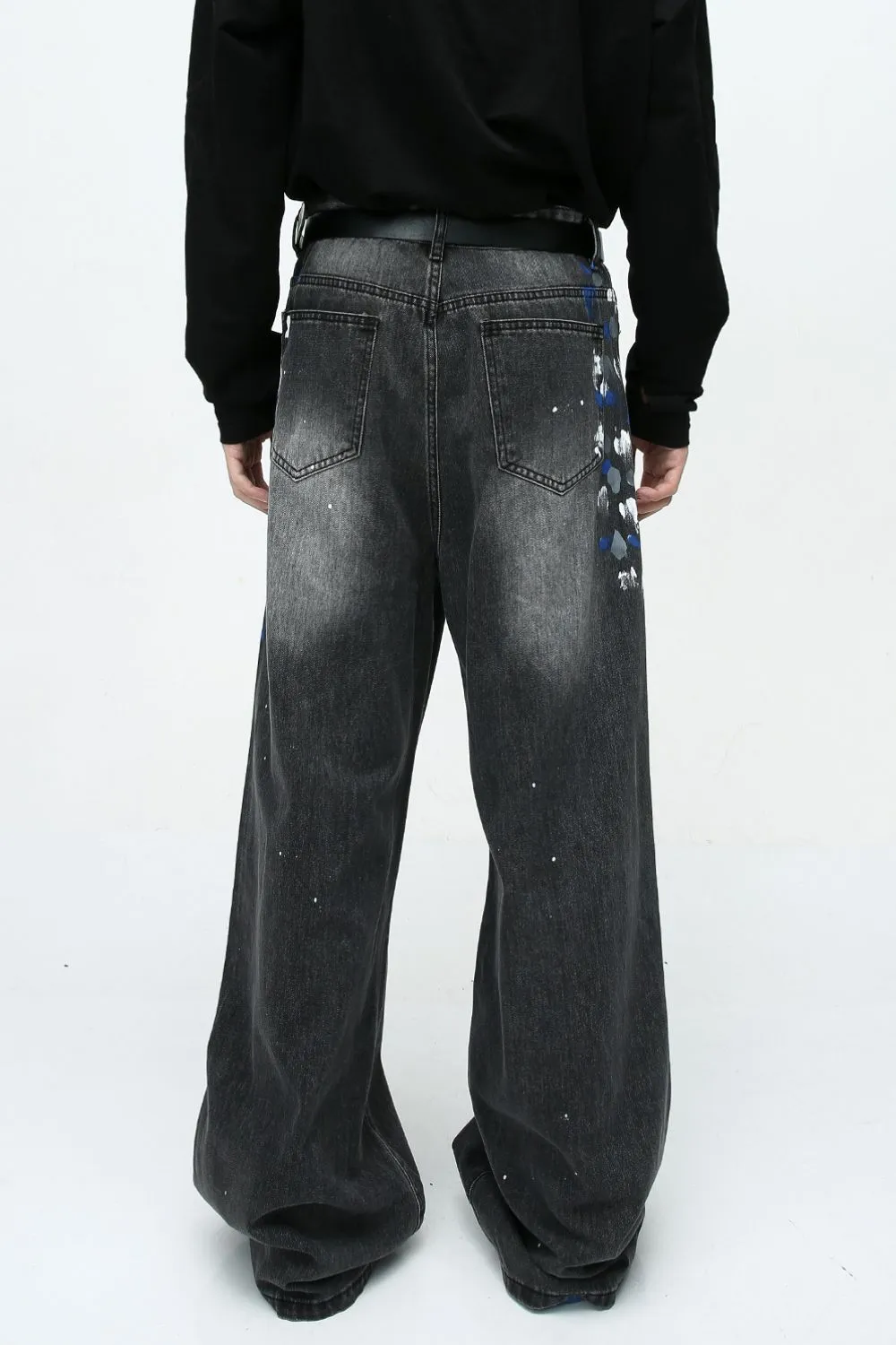 Watercolor Wide Leg Jeans with Pockets, image 3