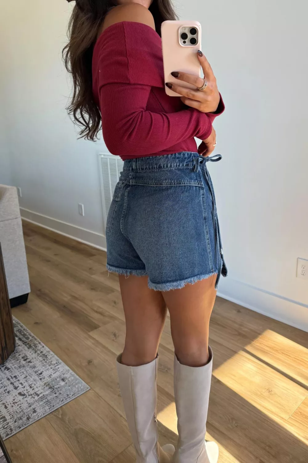Wrapped Tied Waist Denim Skort, image 5