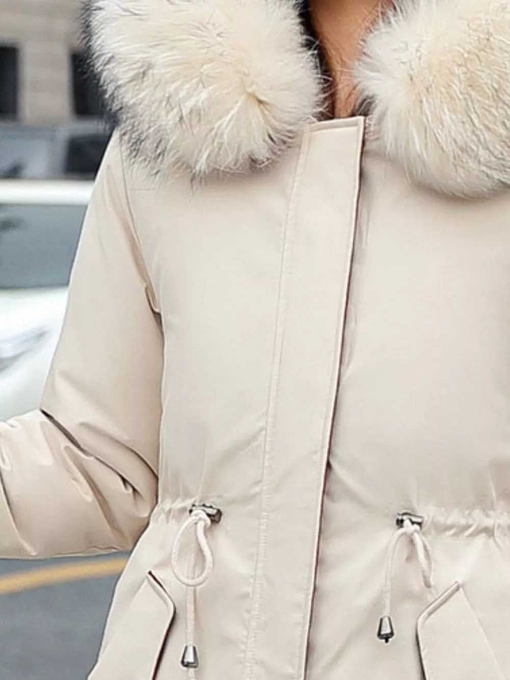 Plus Size Detachable Longline Hooded Parka with Faux Fur Trim and Drawstring Waist, image 31