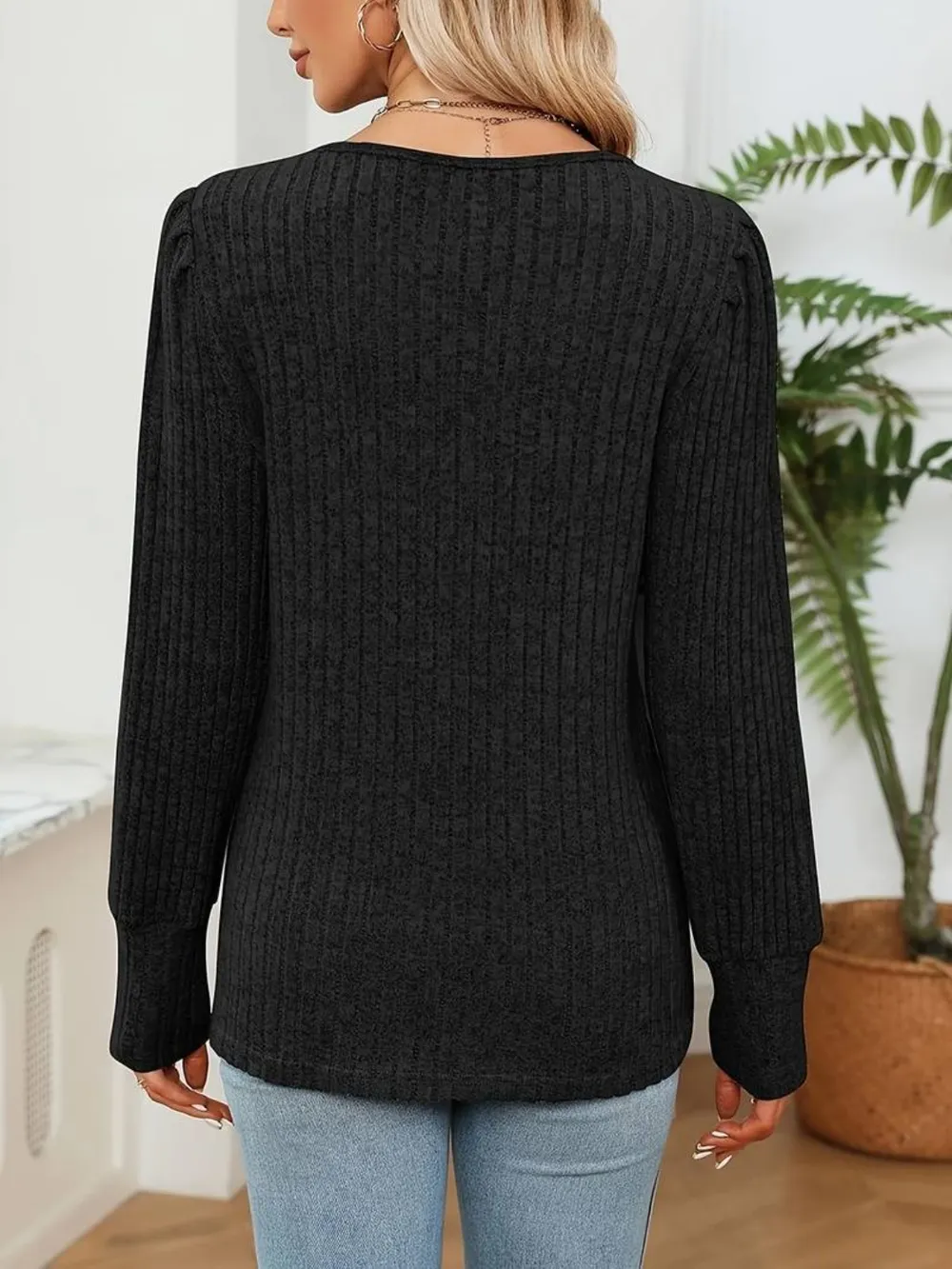 V-Neck Long Sleeve T-Shirt, image 2