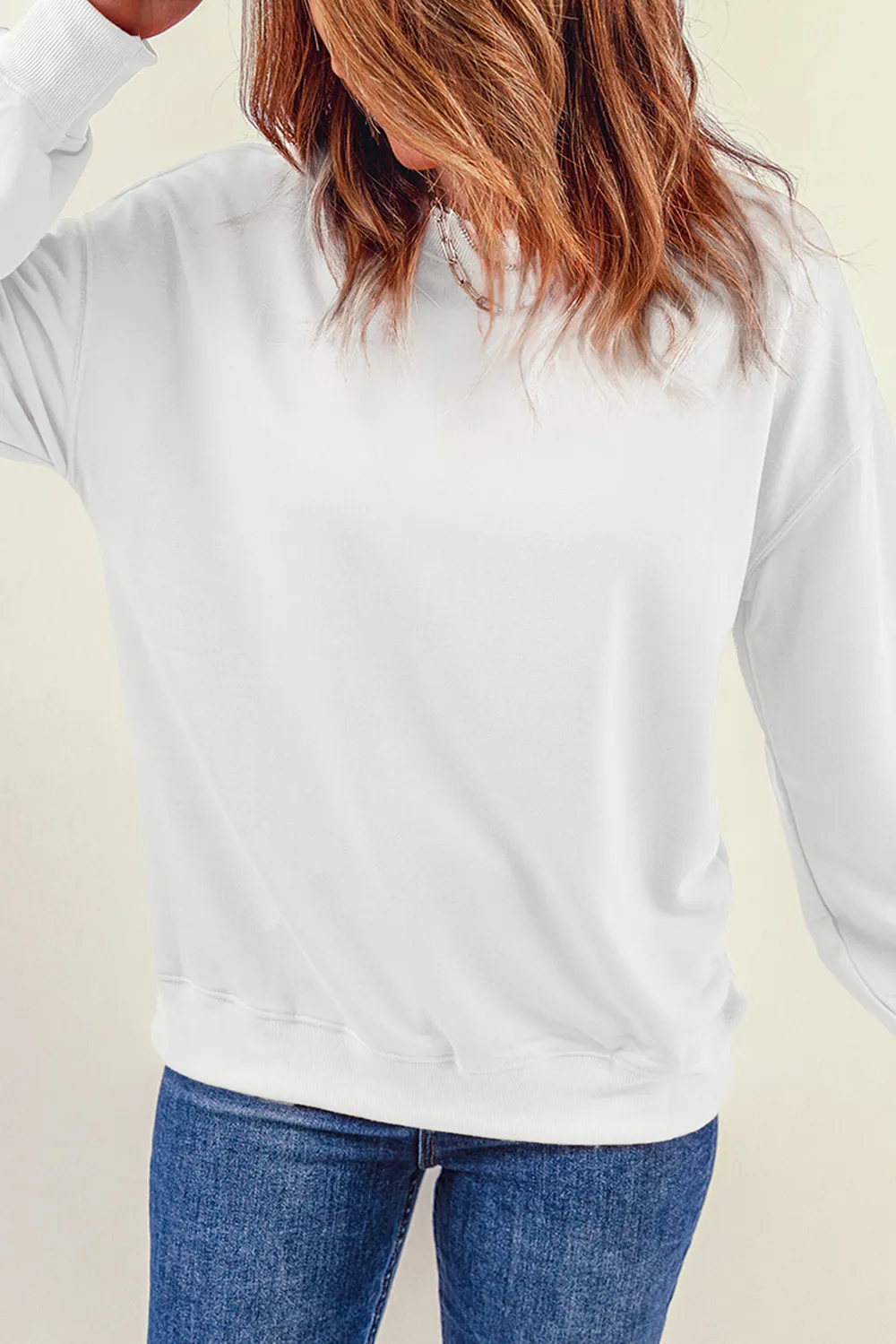 Round Neck Dropped Shoulder Sweatshirt, image 2