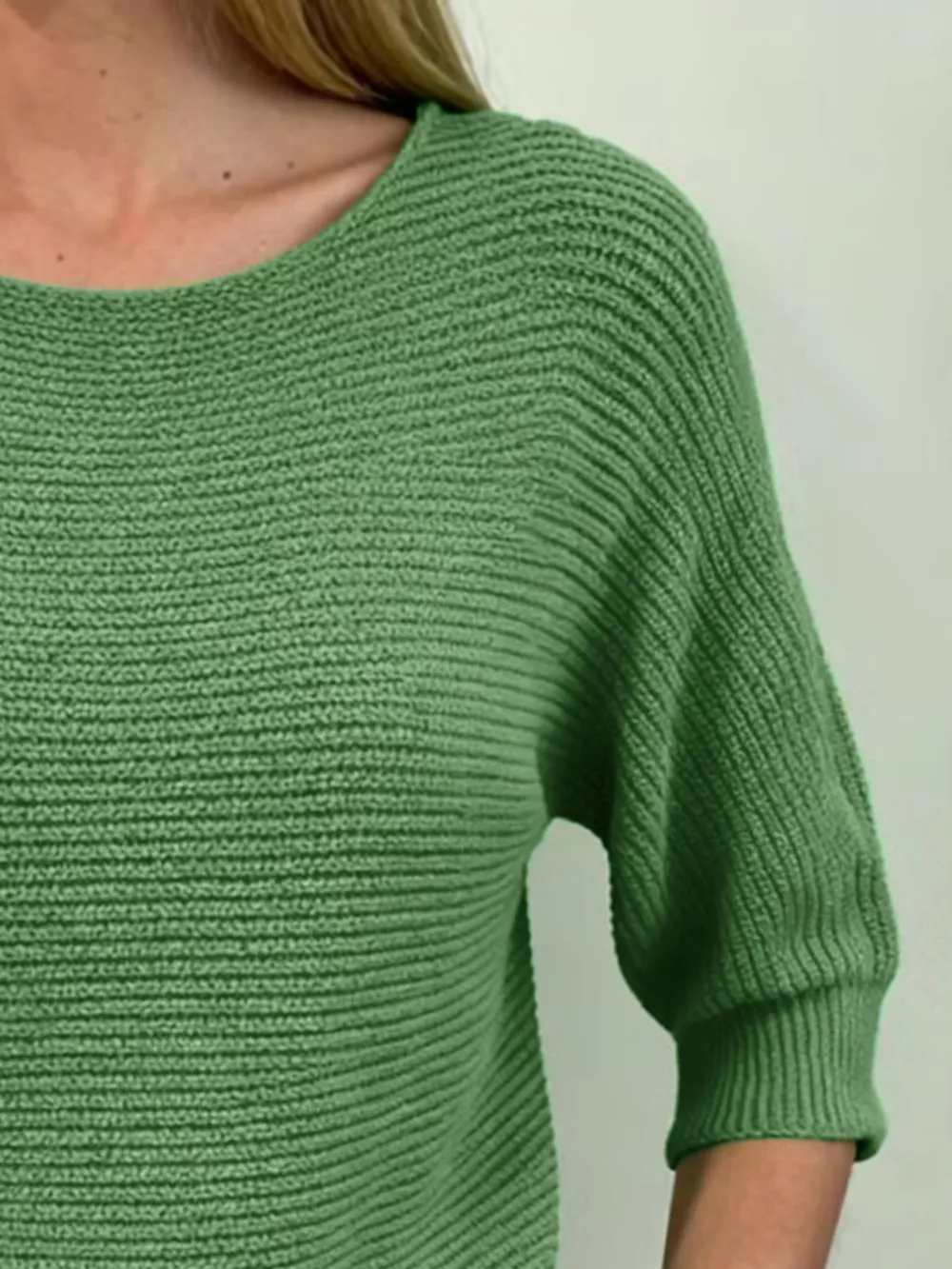 Full Size Ribbed Knit Round Neck Sweater Plus Size, image 9