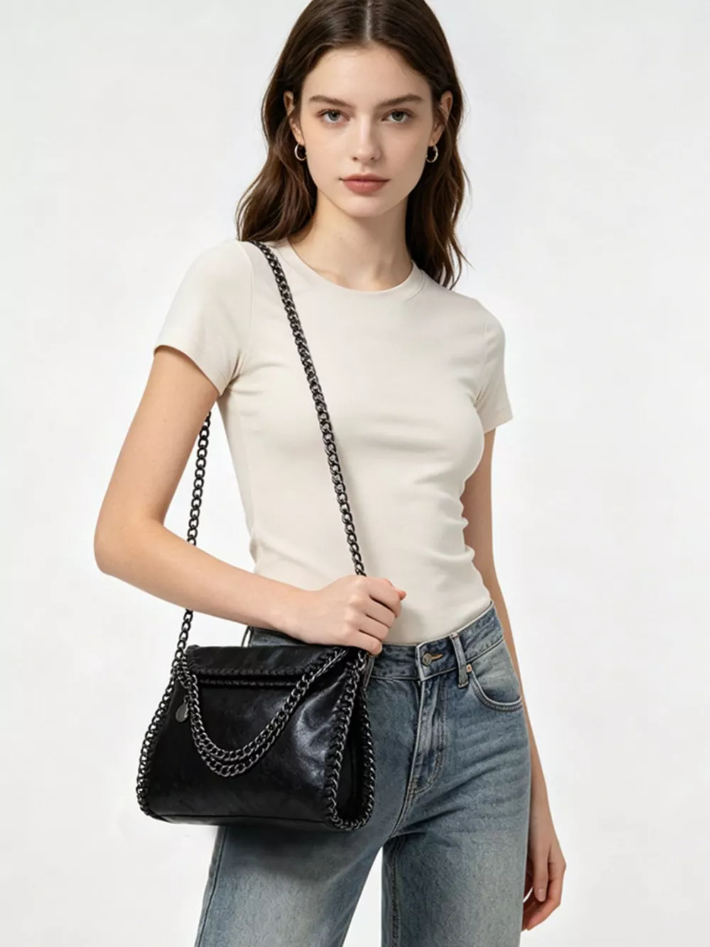 Chain Strap Slouchy Crossbody Bag, image 3