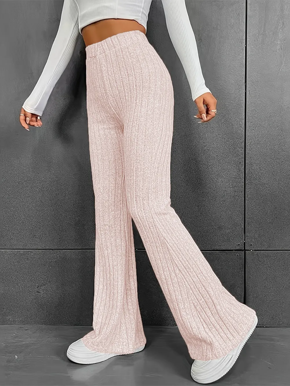 Ribbed High Waist Bootcut Pants, image 17