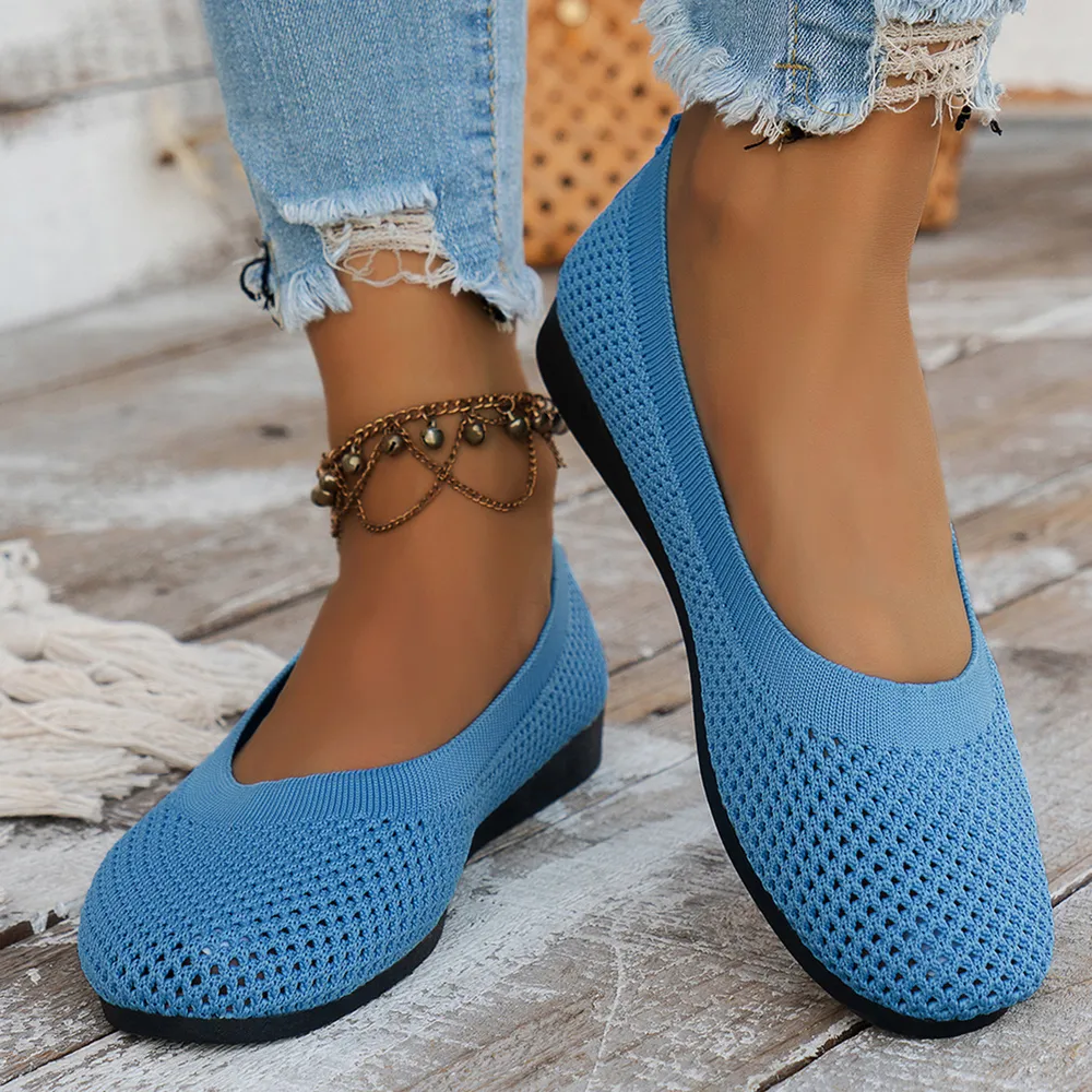 Solid Color Mesh Flat Slip-Ons, image 5