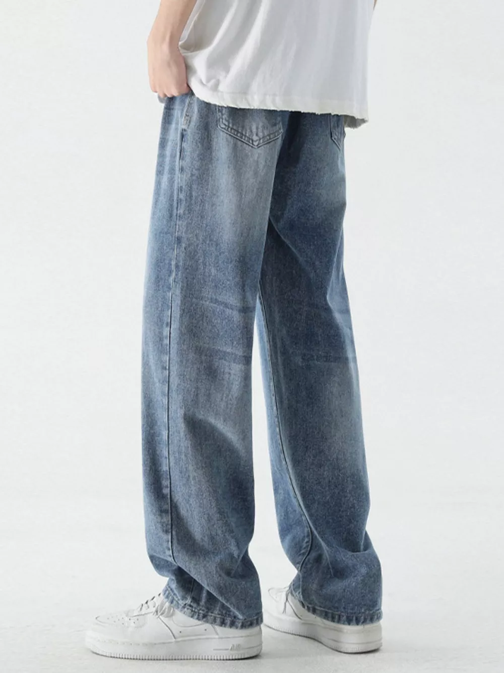 Men's Full Size Wide Leg Relaxed Fit Vintage Wash Jeans Plus Size, image 9
