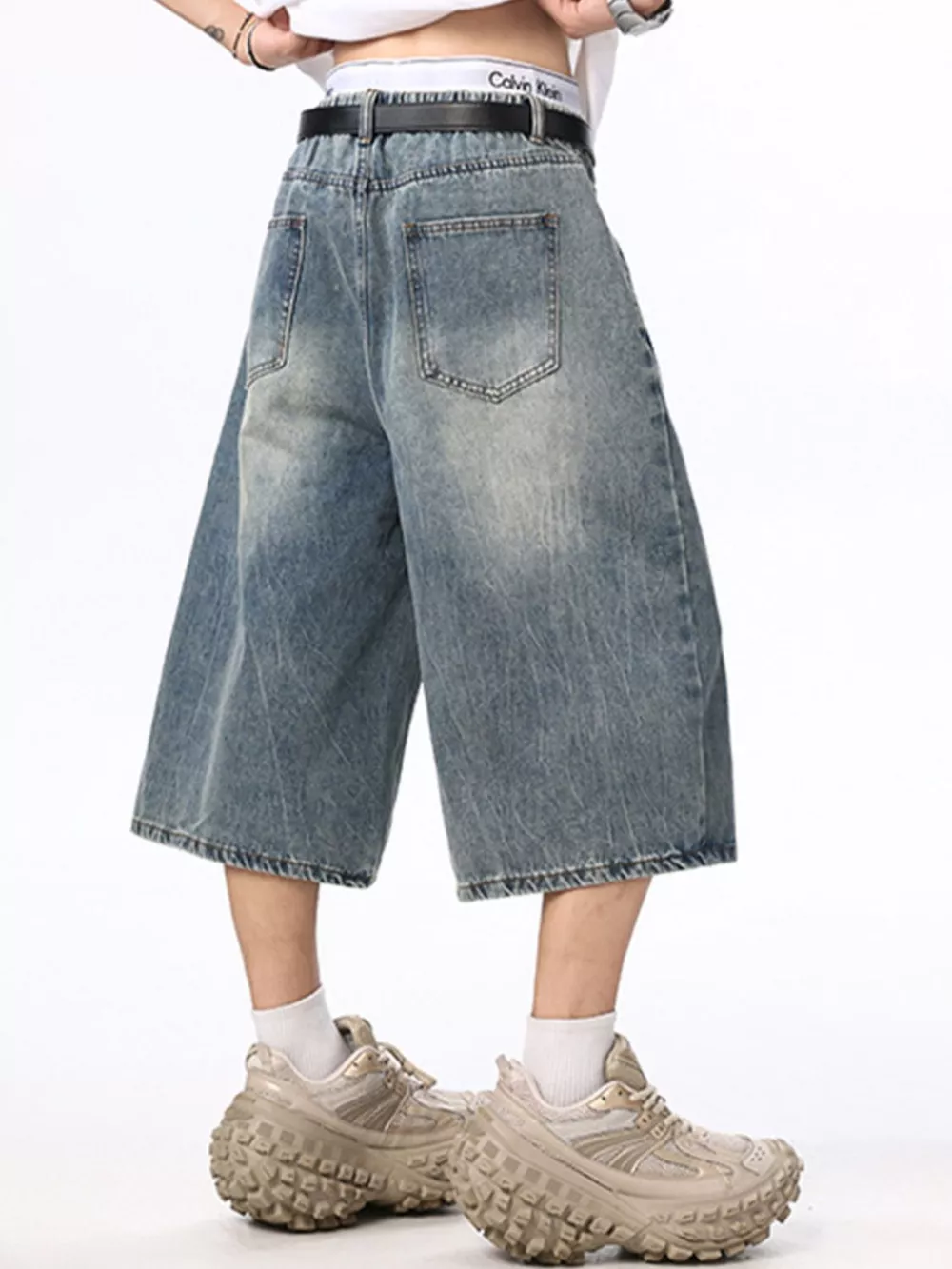 Men's Wide Leg Denim Shorts, image 3