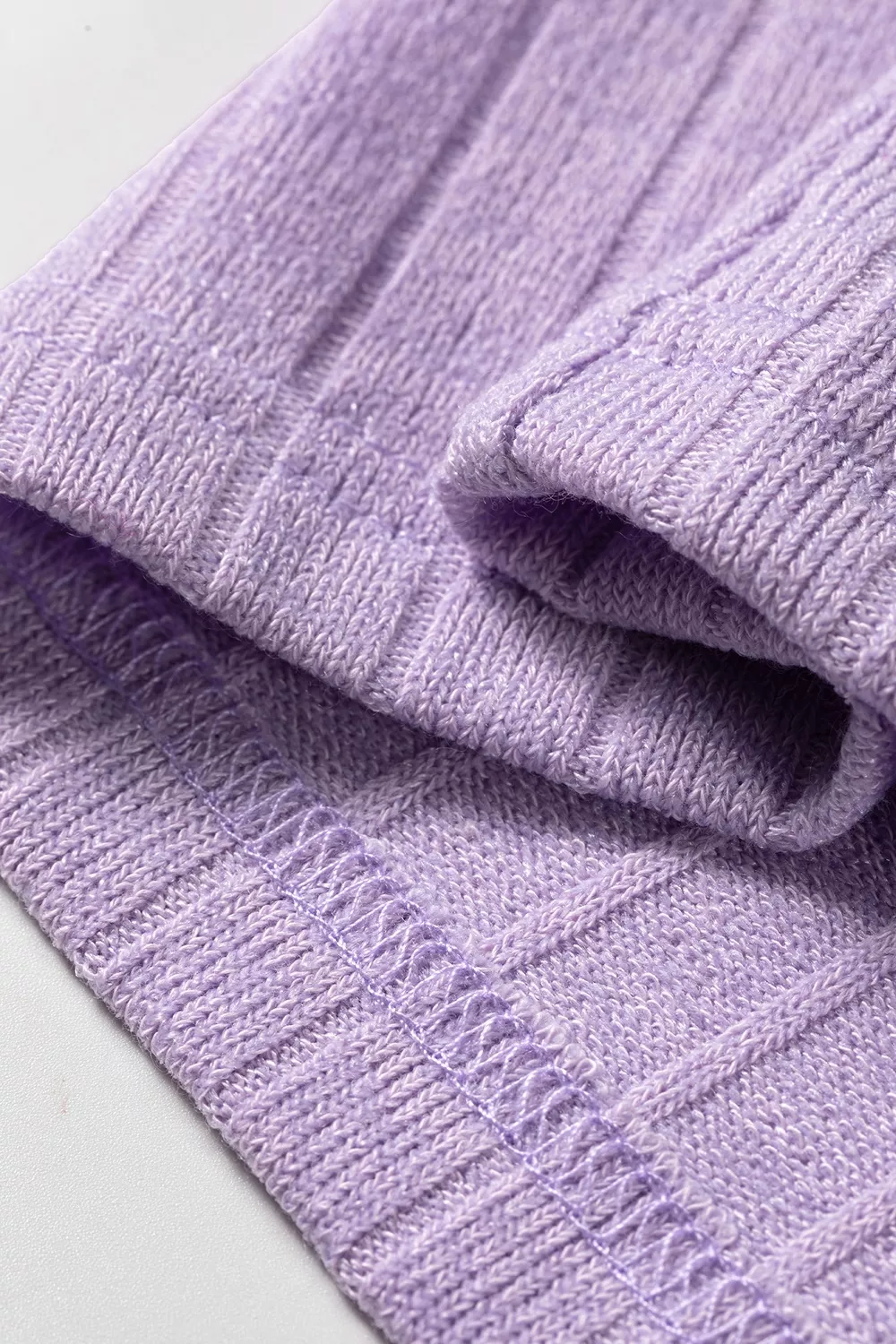 Solid Color Ribbed Texture Long Sleeve Round Neck Casual Top, image 10