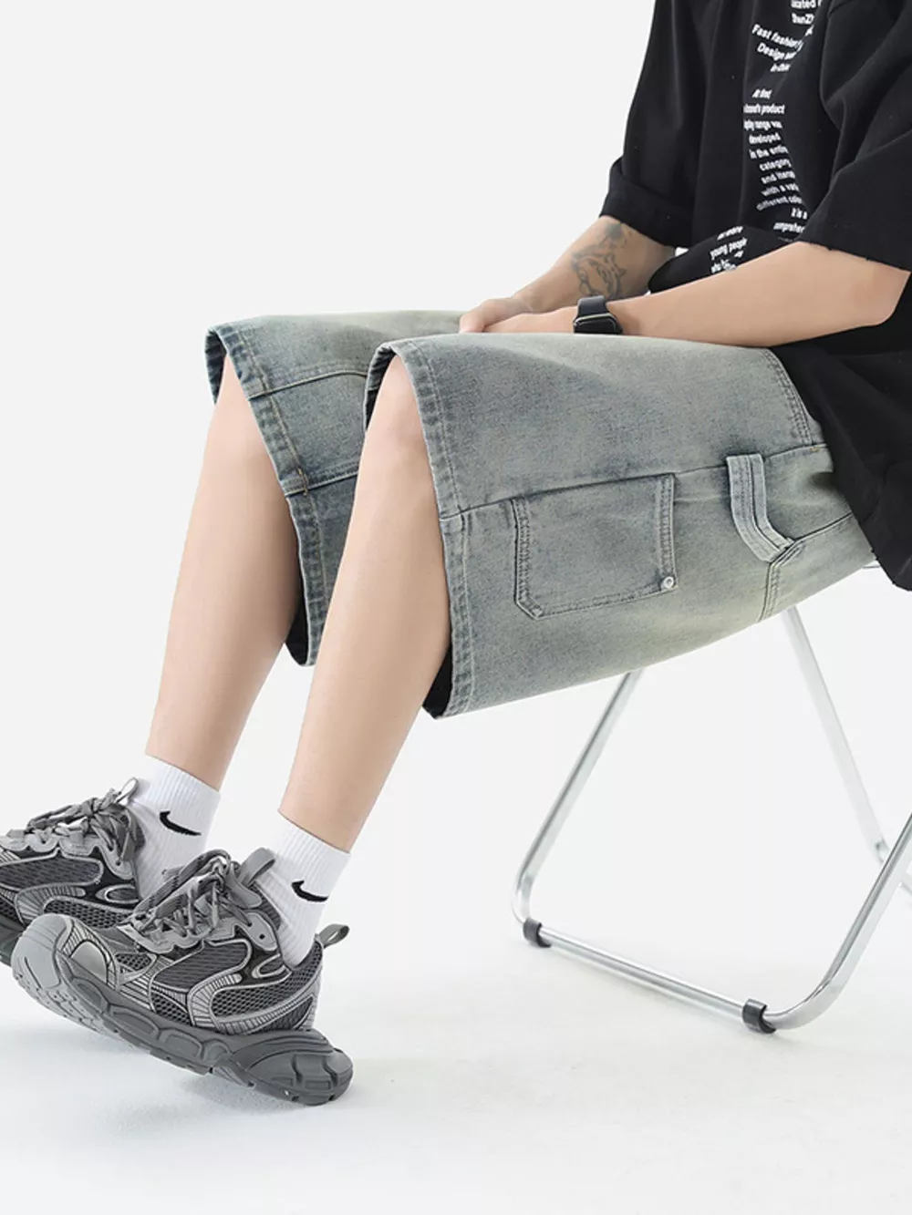 Men's Vintage Wash Denim Shorts, image 6