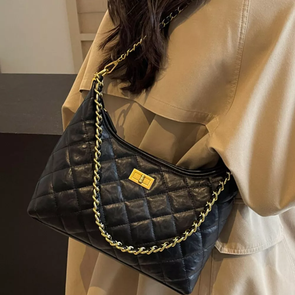 Quilted Leather Chain Crossbody Bag, image 2