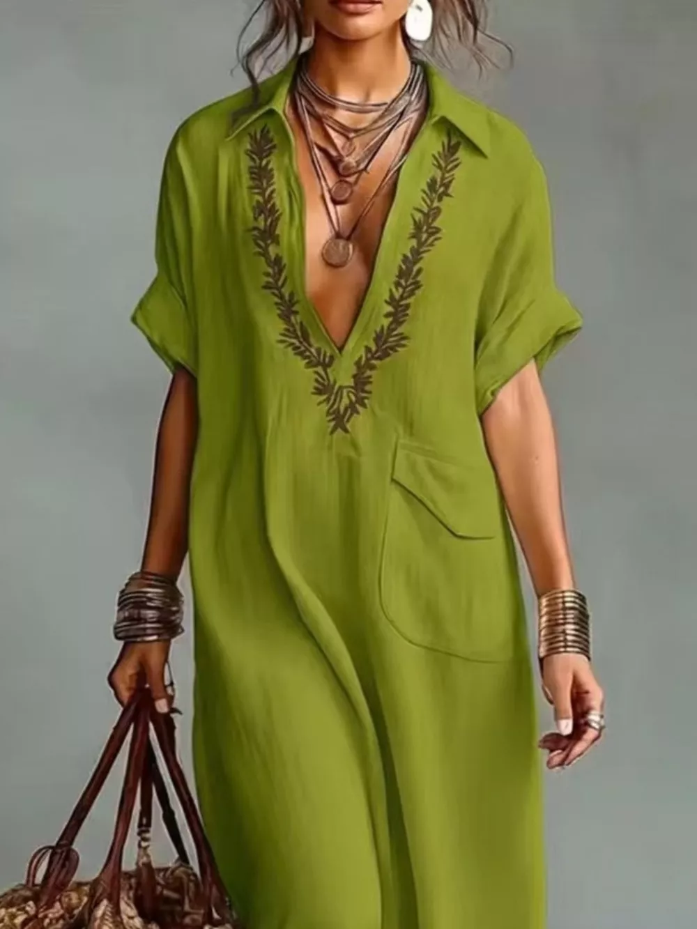 Full Size Bohemian Embroidered Maxi Dress Plus Size, image 9