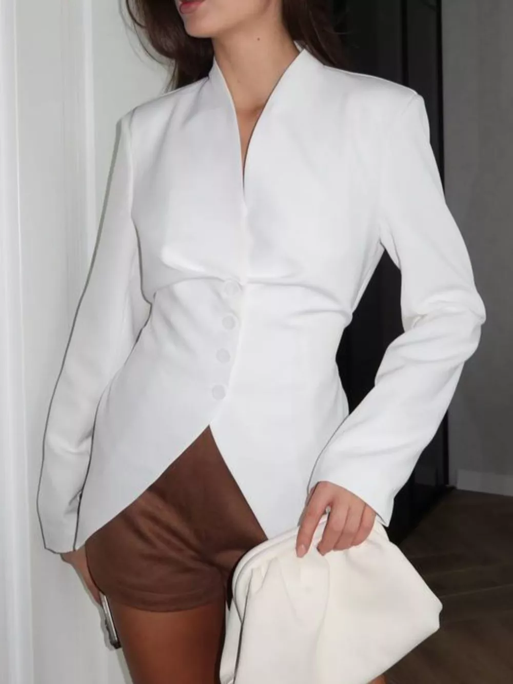 Slim-Fit Asymmetric Hem Blazer, image 4