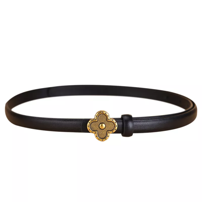 Clover Buckle Leather Belt, image 3