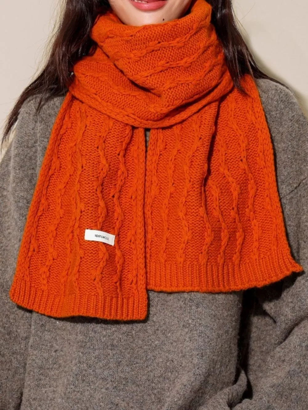 Wool Cozy Cable Knit Scarf, image 8