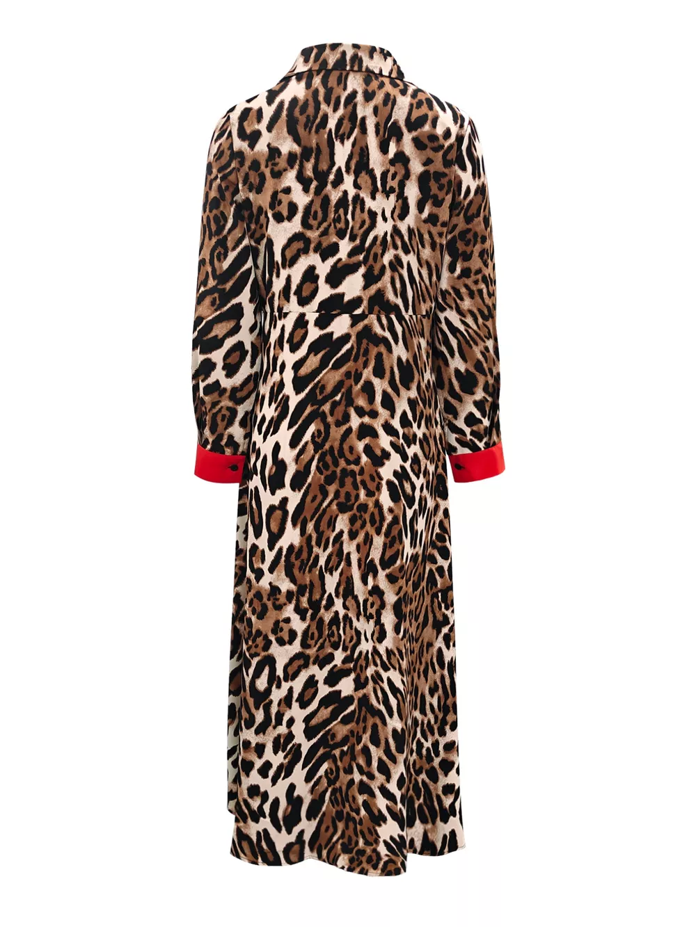 Leopard Print Long Sleeve Shirt Dress with Contrast Trim, image 4