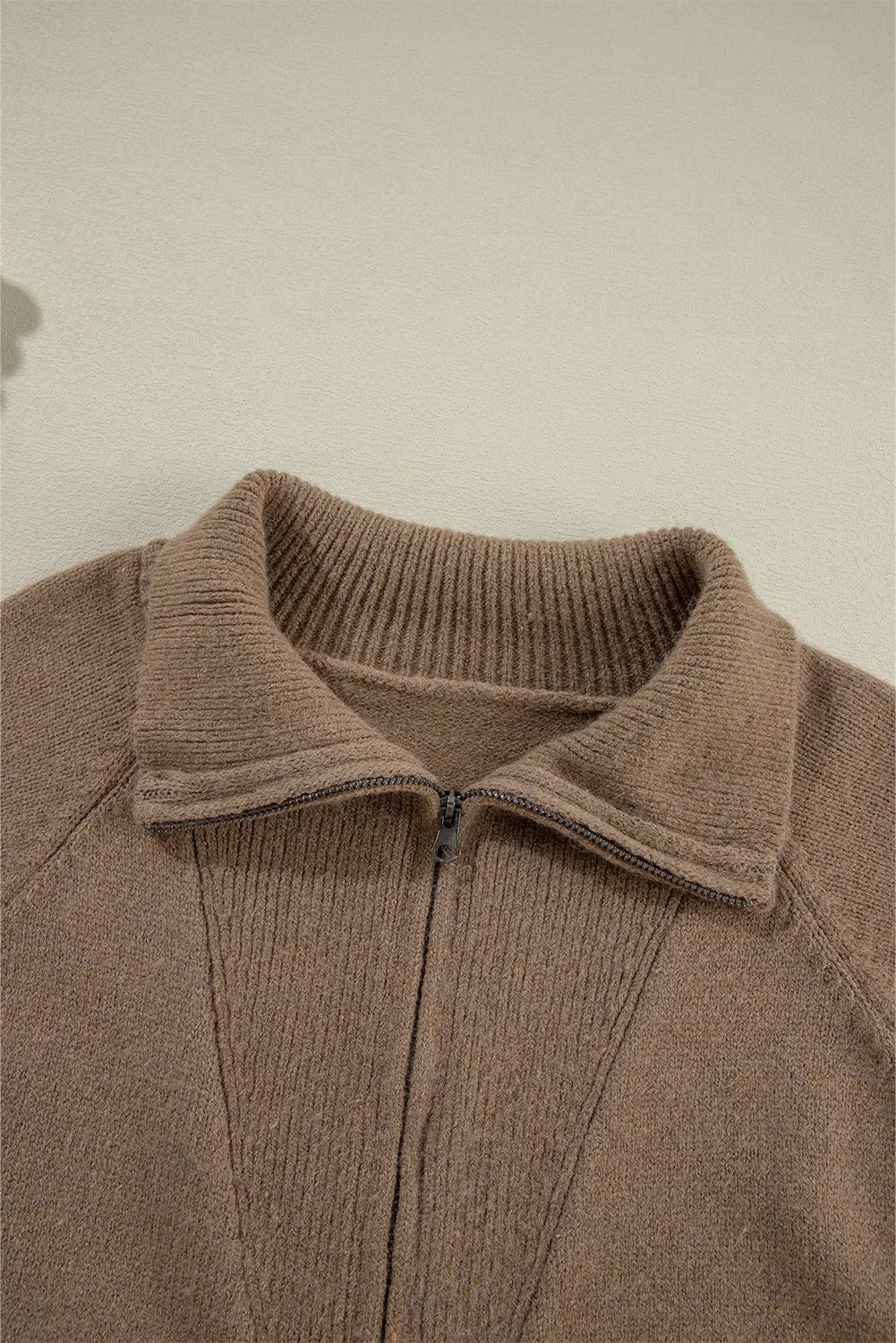 Zip Up Long Sleeve Geometric Cardigan, image 2