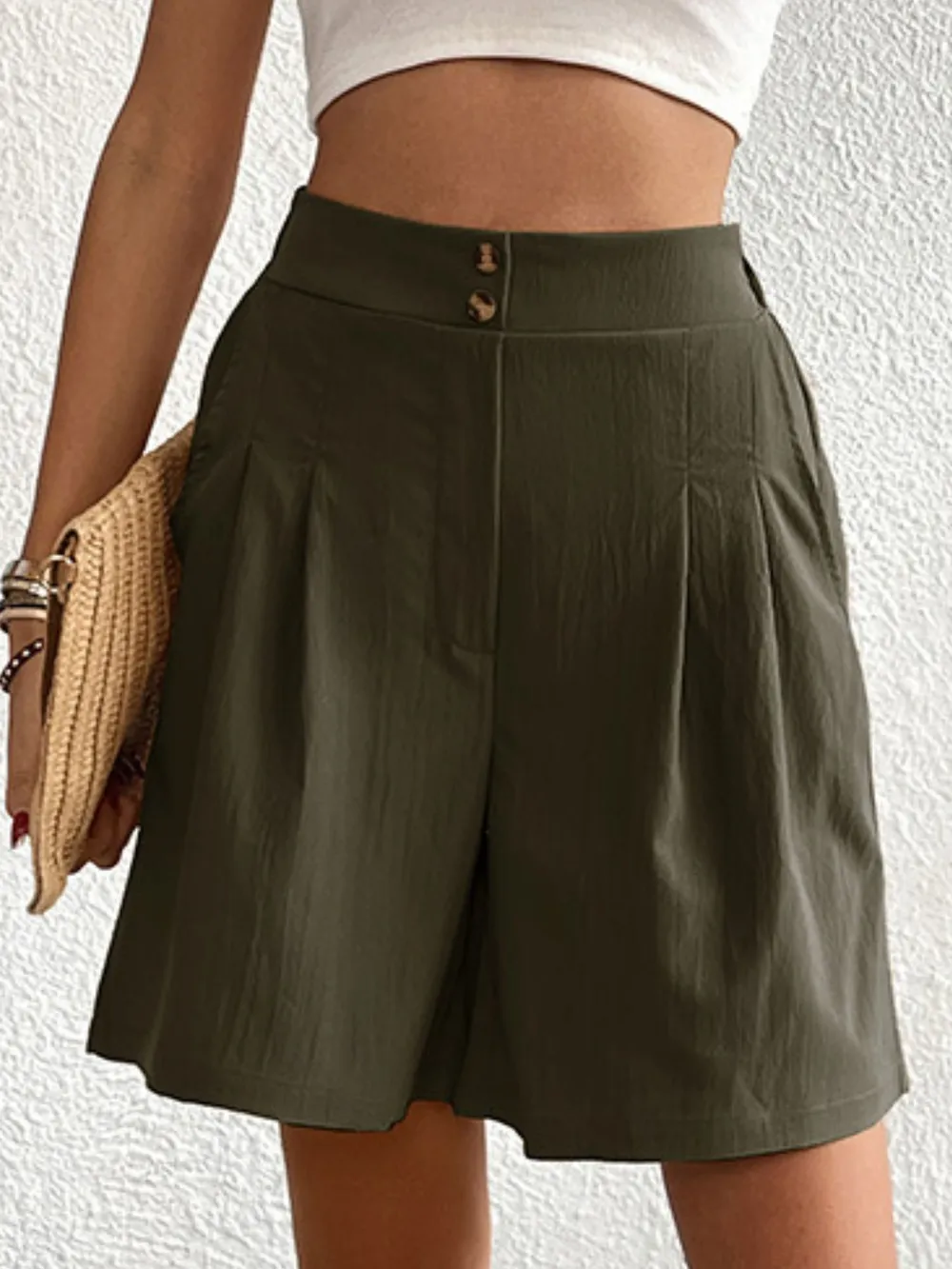 High-Waisted Pleated Shorts, image 19
