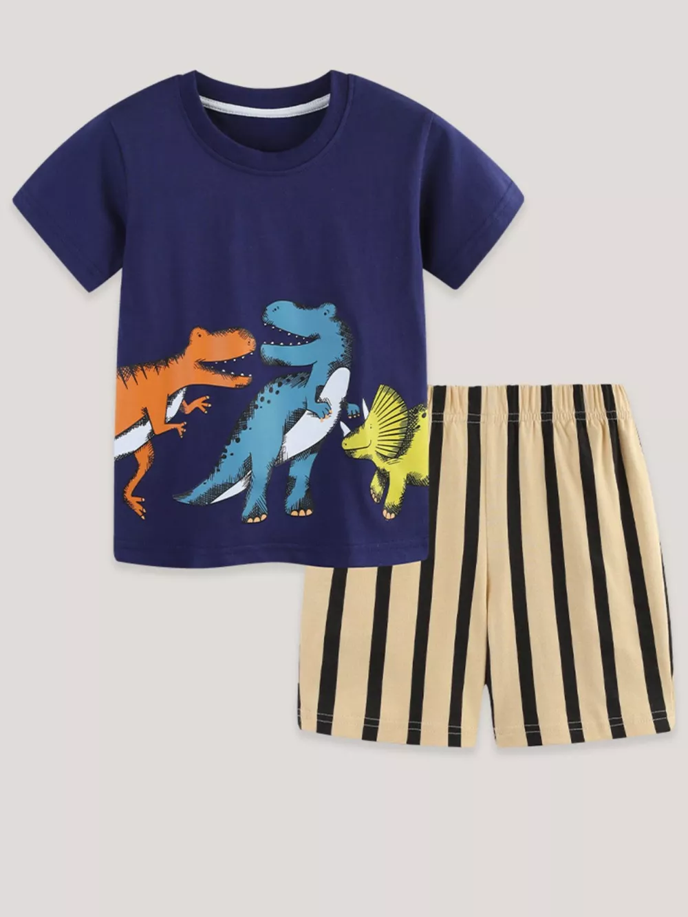 Children's Dinosaur Print Casual Tee and Shorts Set, image 2