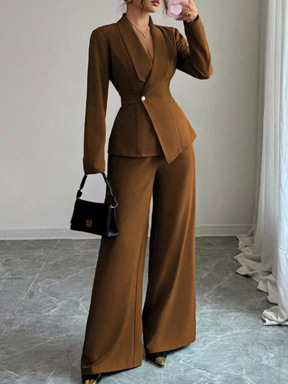 One Button Blazer and Pants Set, image 8