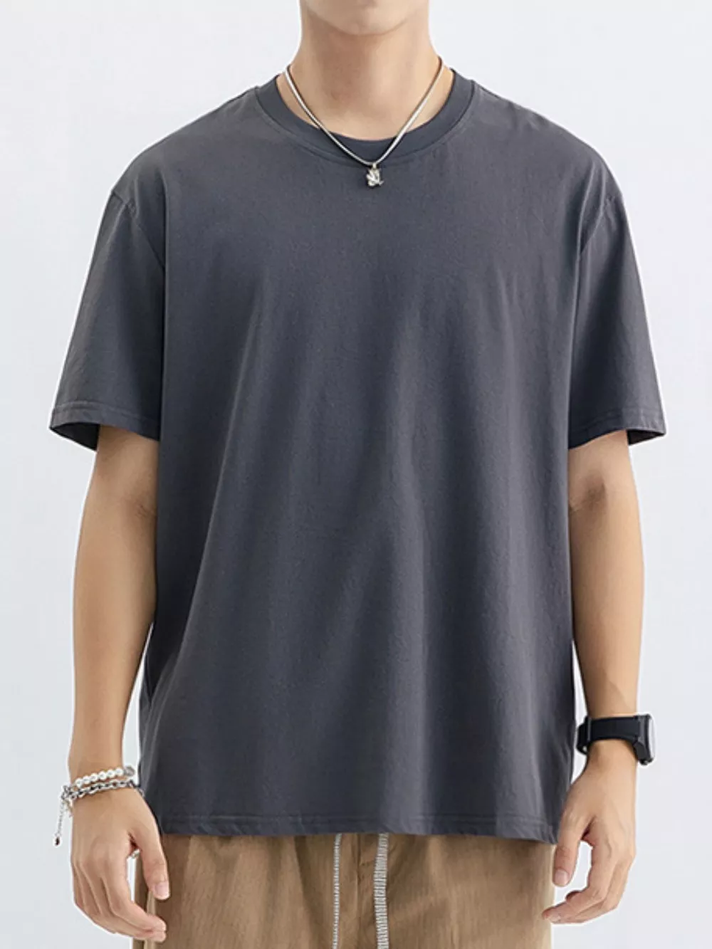 Men's Plus Size Casual Crew Neck T-Shirt, image 10