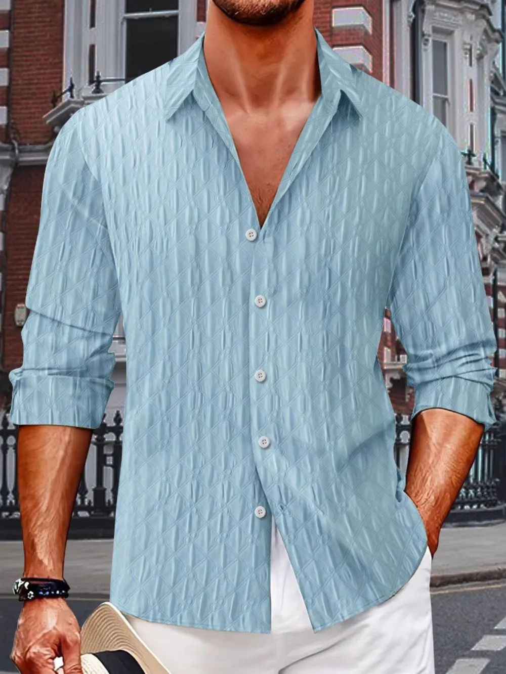 Men's Full Size Button Up Long Sleeve Shirt Plus Size, image 3