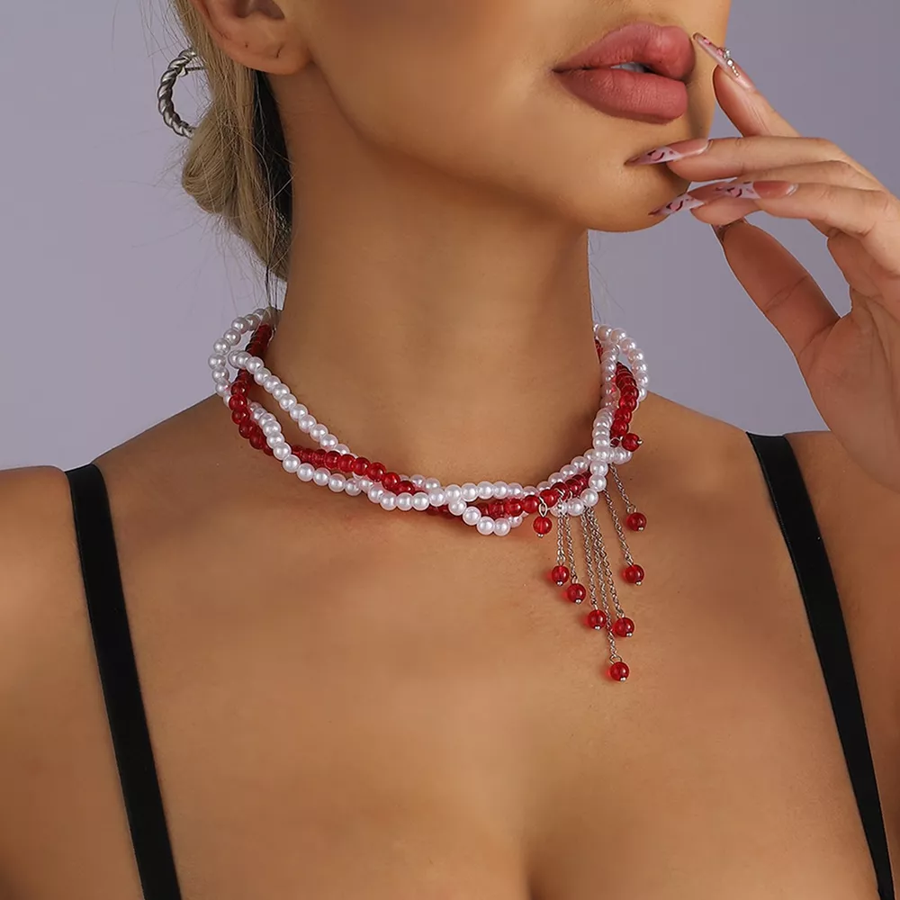 Twisted Bead Tassel Necklace, image 3