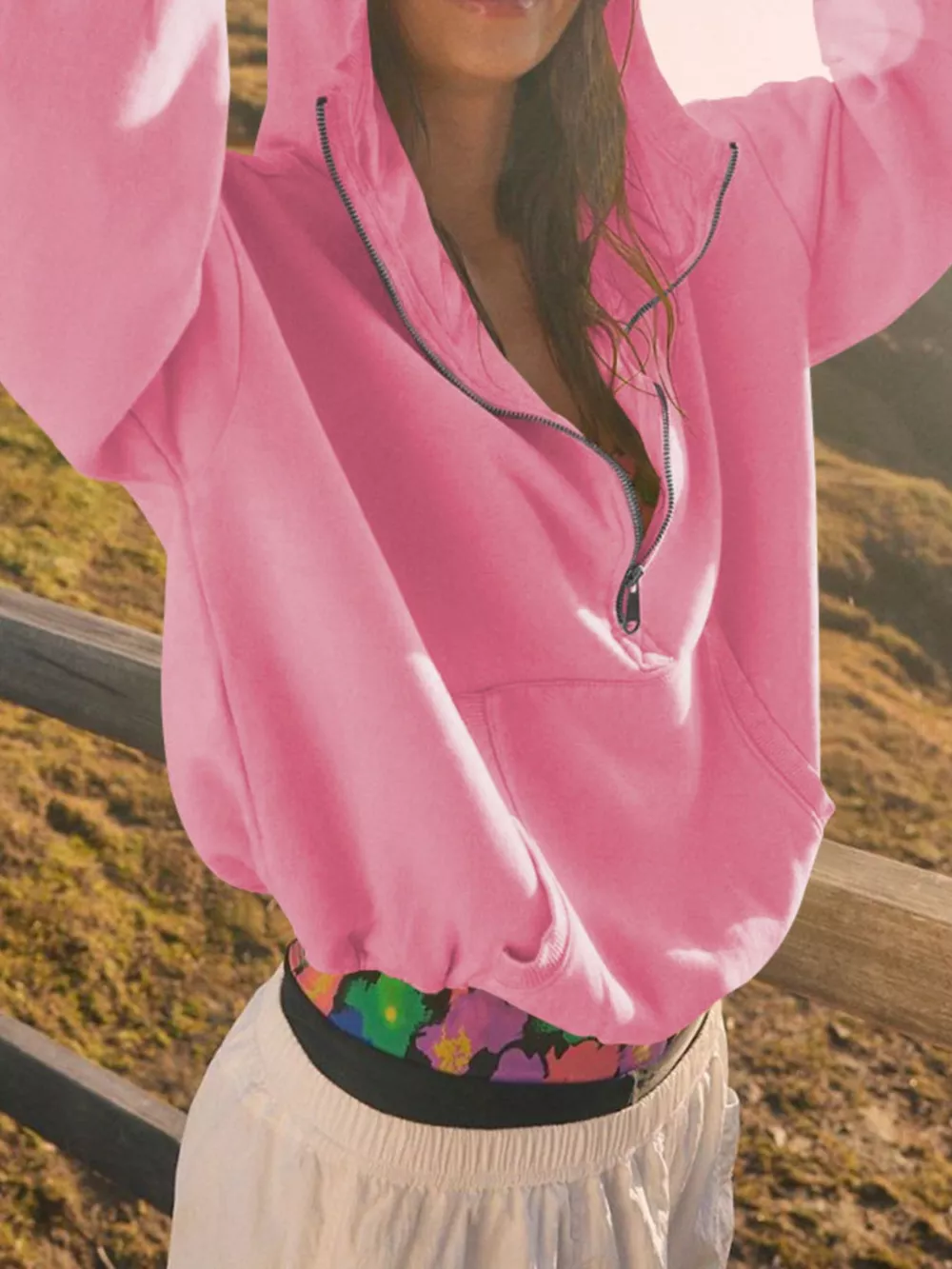 Half-Zip Dropped Shoulder Hoodie, image 16