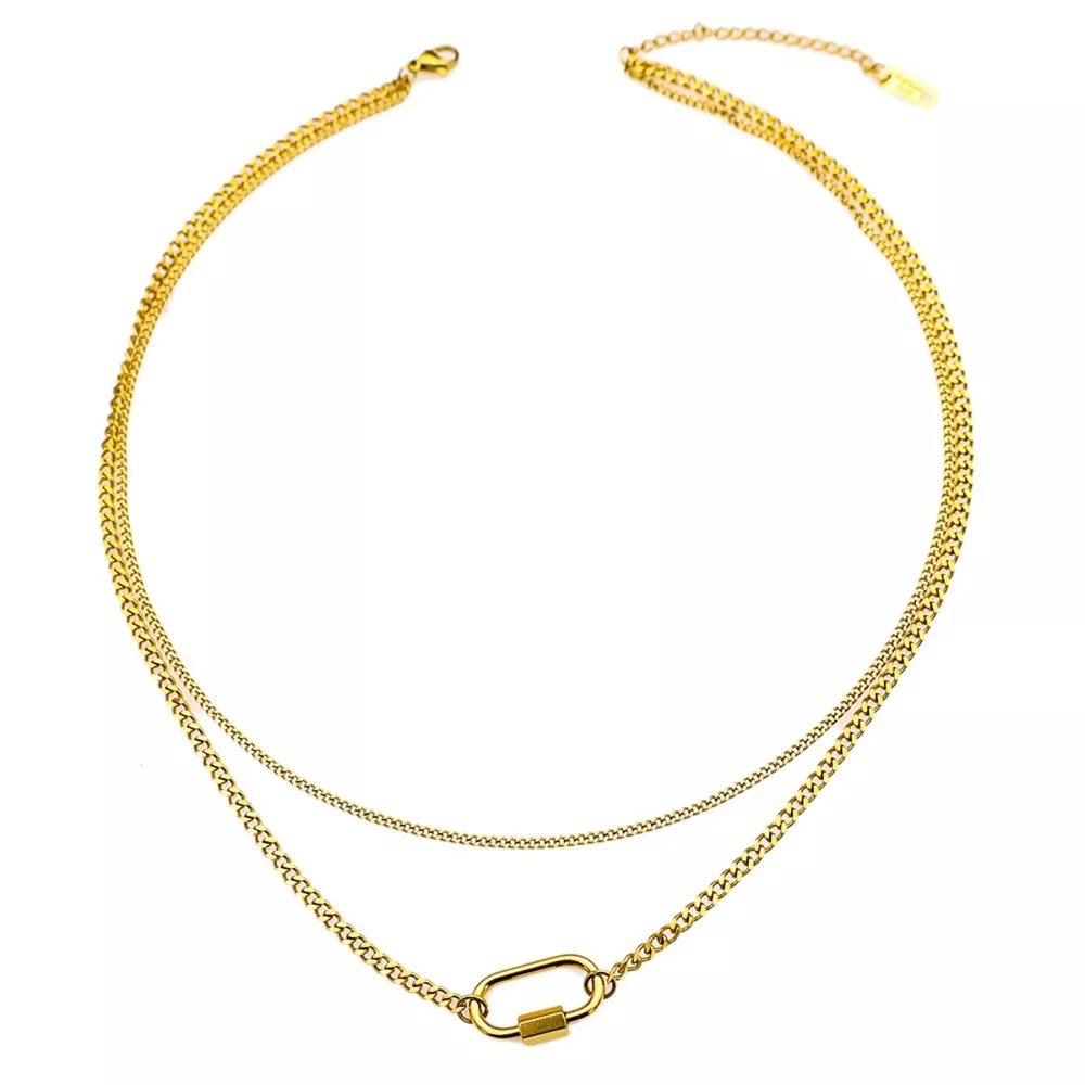 18K Gold-Plated Double Layered Necklace, image 4
