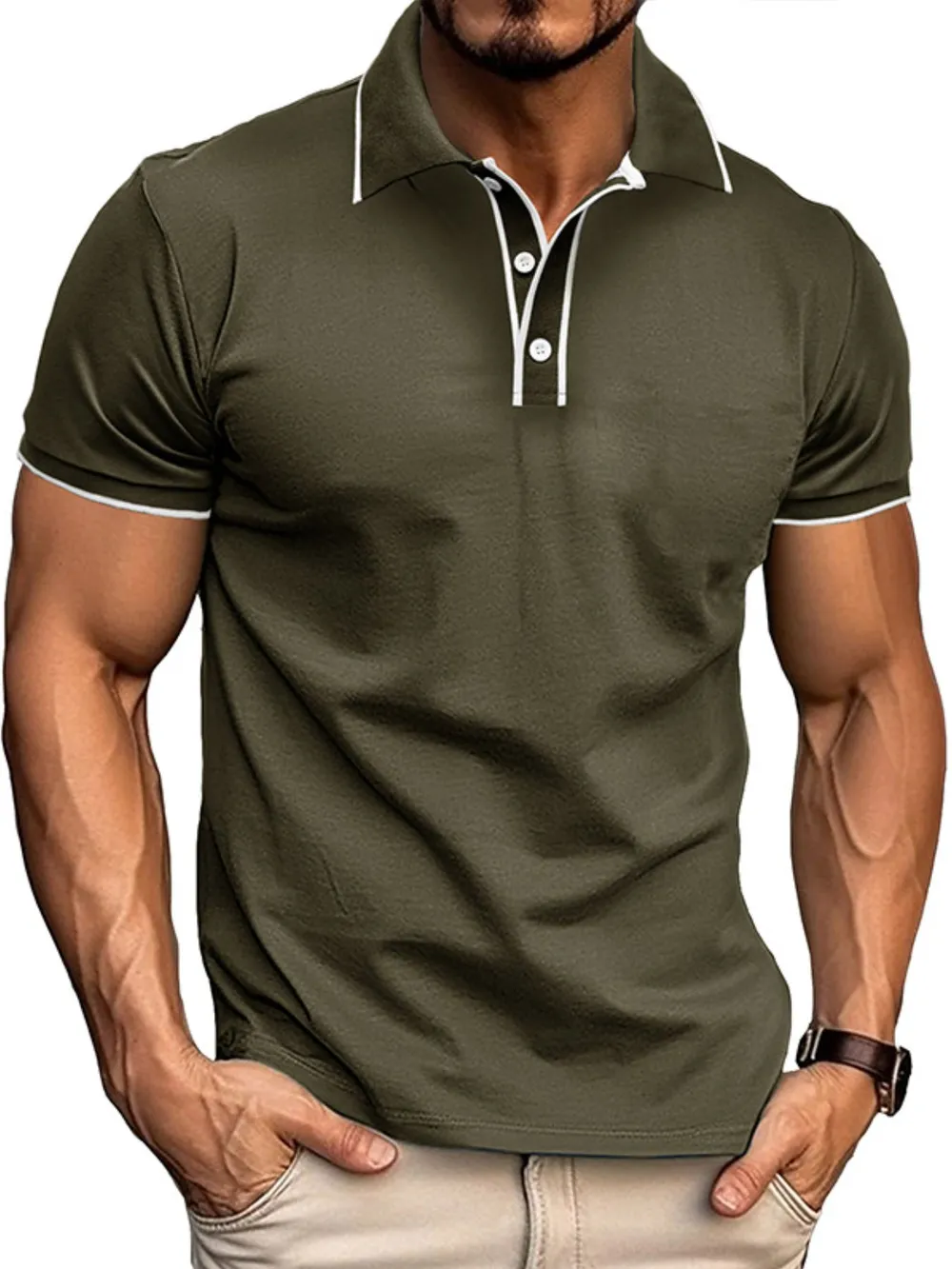 Men's Slim Fit Polo Shirt with Contrast Trim