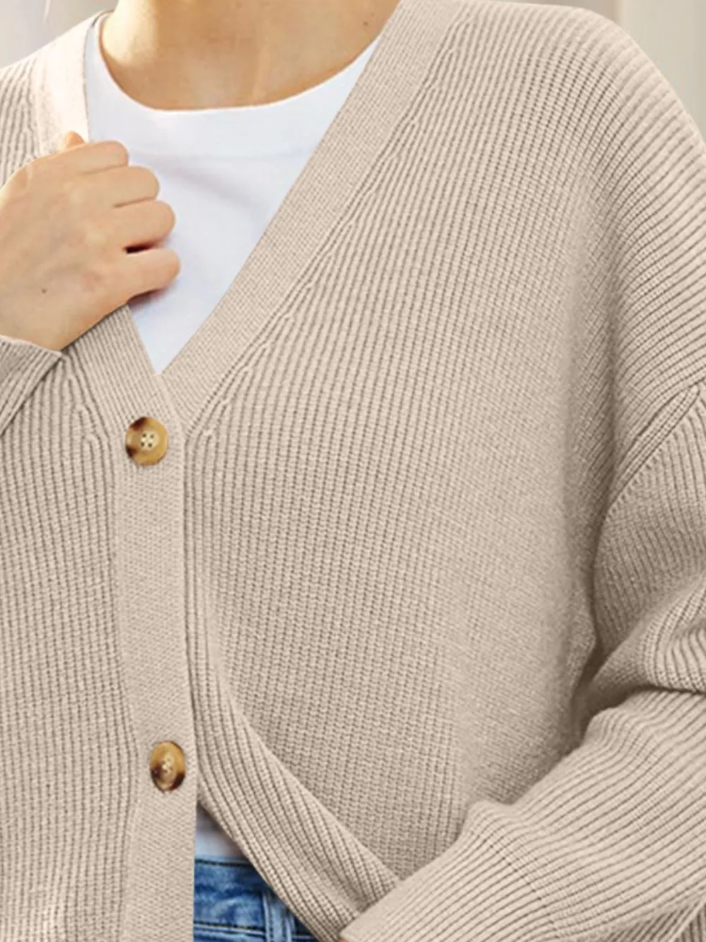 Button Down V-Neck Long Sleeve Cardigan, image 7