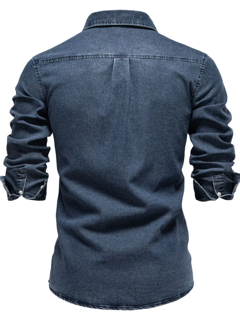 Men's Button Down Collared Neck Denim Shirt, image 7