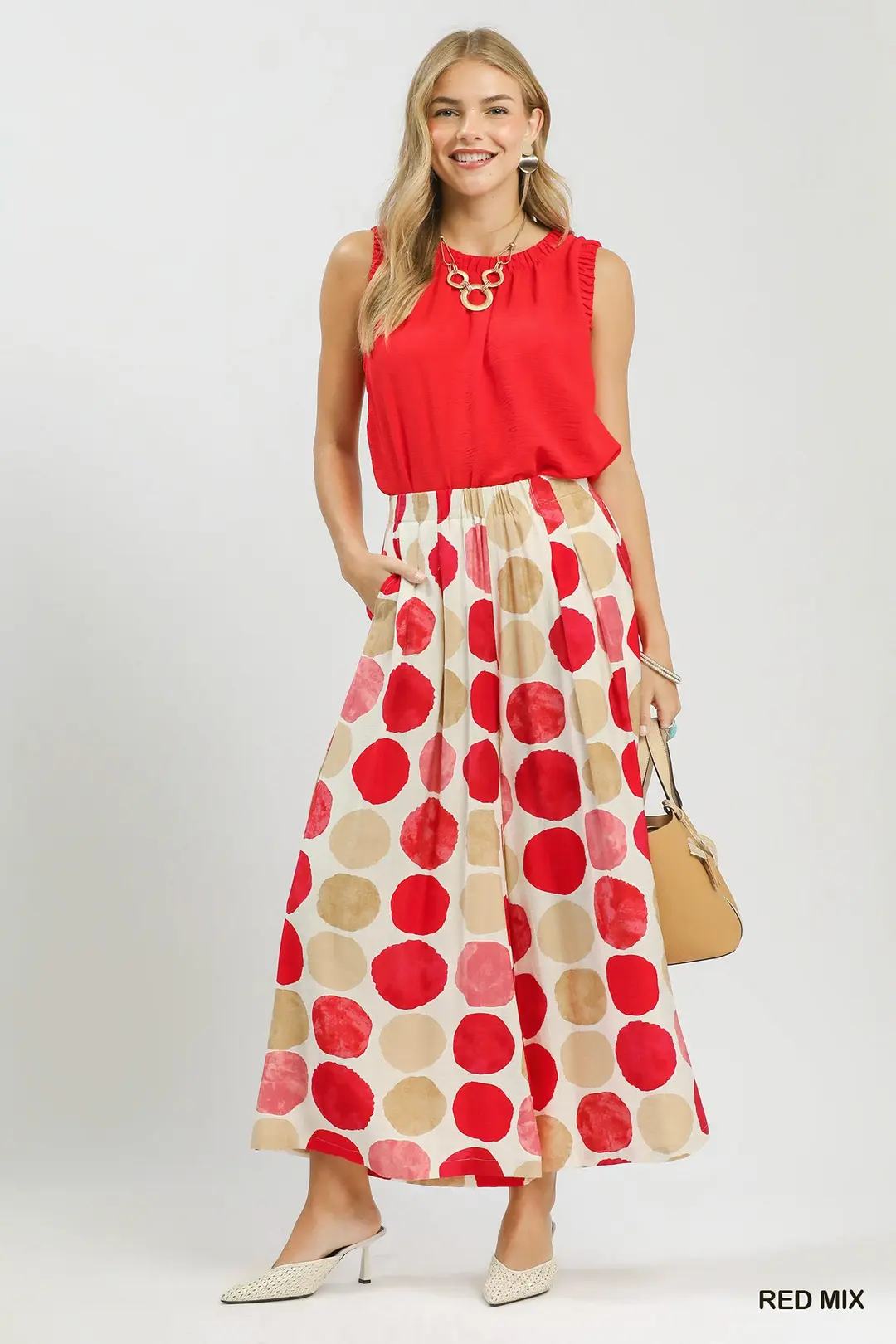 Dot Print Wide Leg Pants, image 4