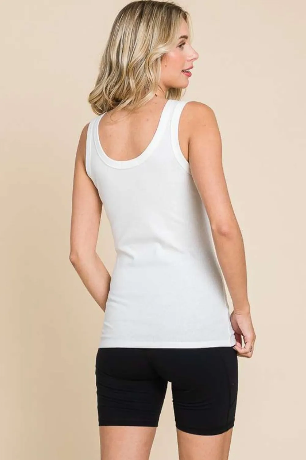 Full Size Ribbed Scoop Neck Tank, image 2