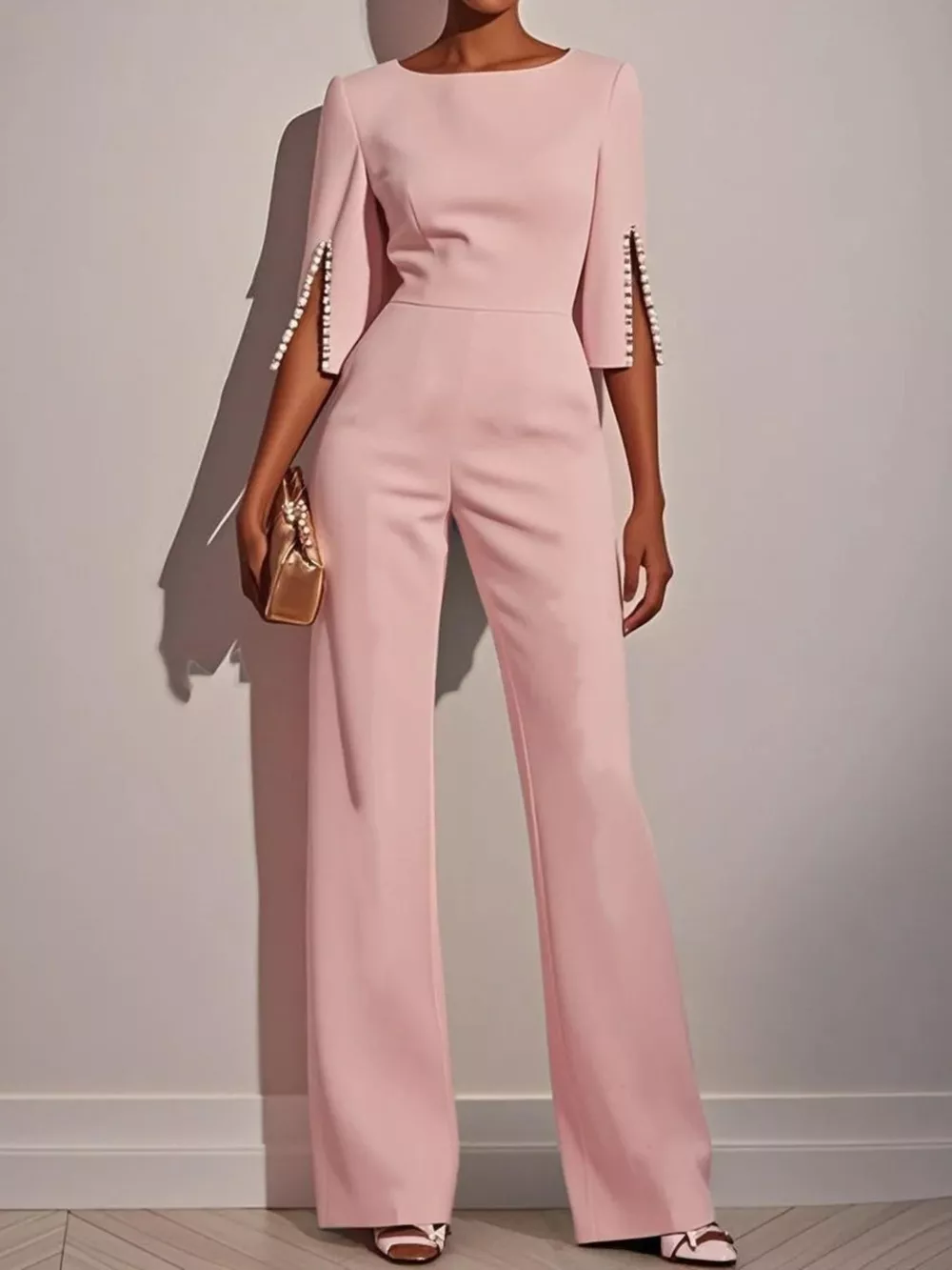 Wide-Leg Jumpsuit with Slit Sleeve, image 3