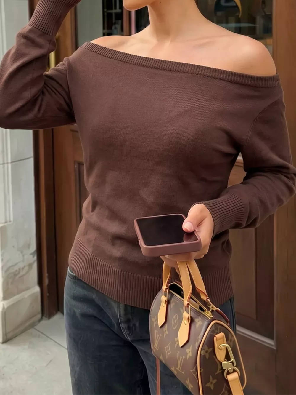 Boat Neck Long Sleeve Sweater, image 2