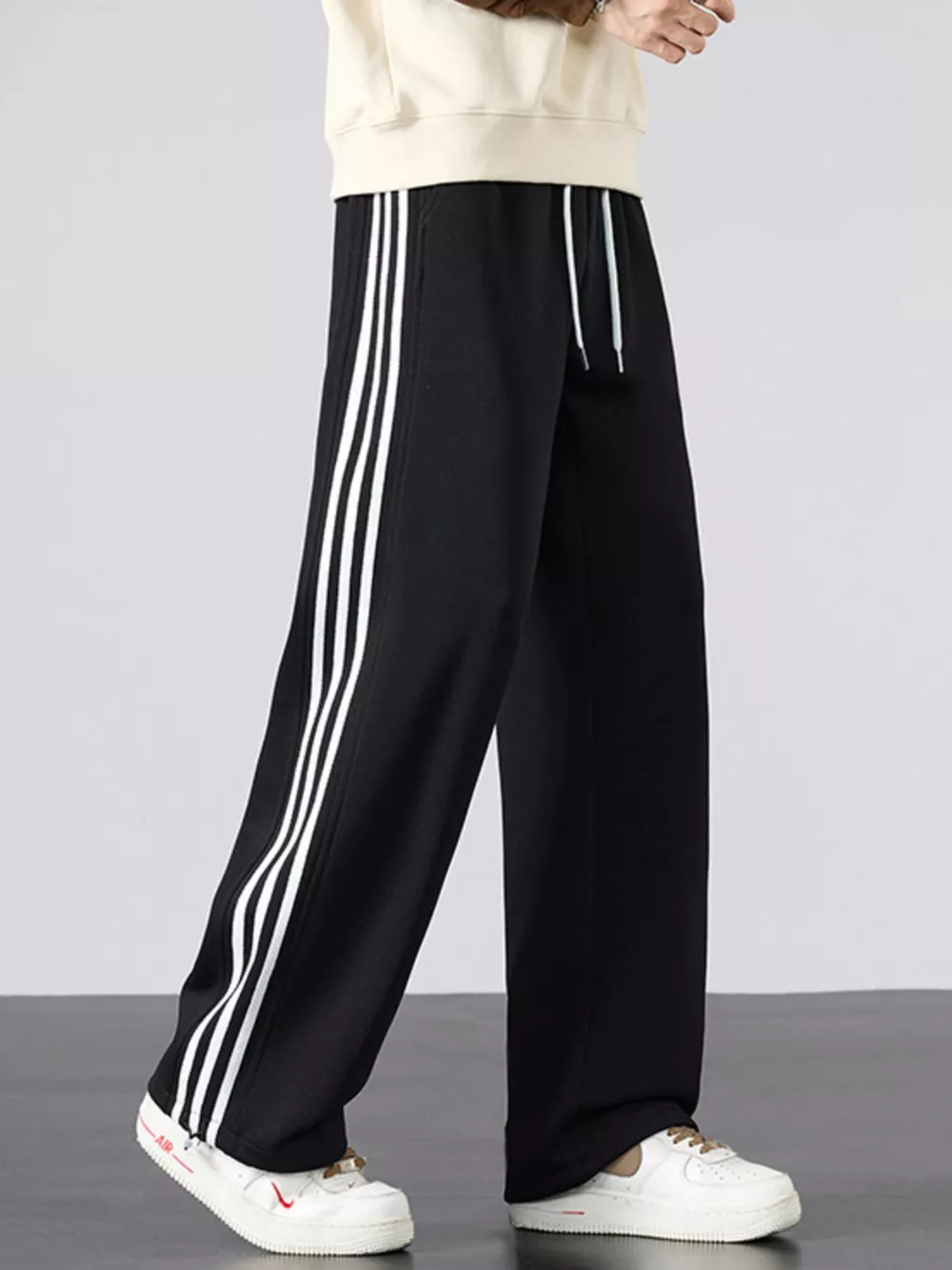 Men's Plus Size Casual Striped Wide Leg Sweatpants, image 9