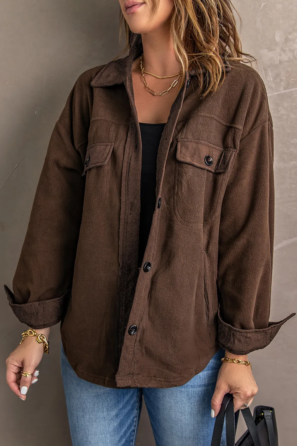 Button Up Collared Neck Long Sleeve Jacket, image 7