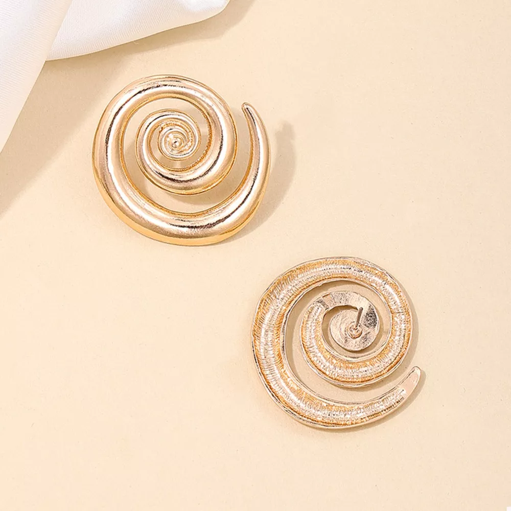 18K Gold-Plated Spiral Statement Earrings, image 3