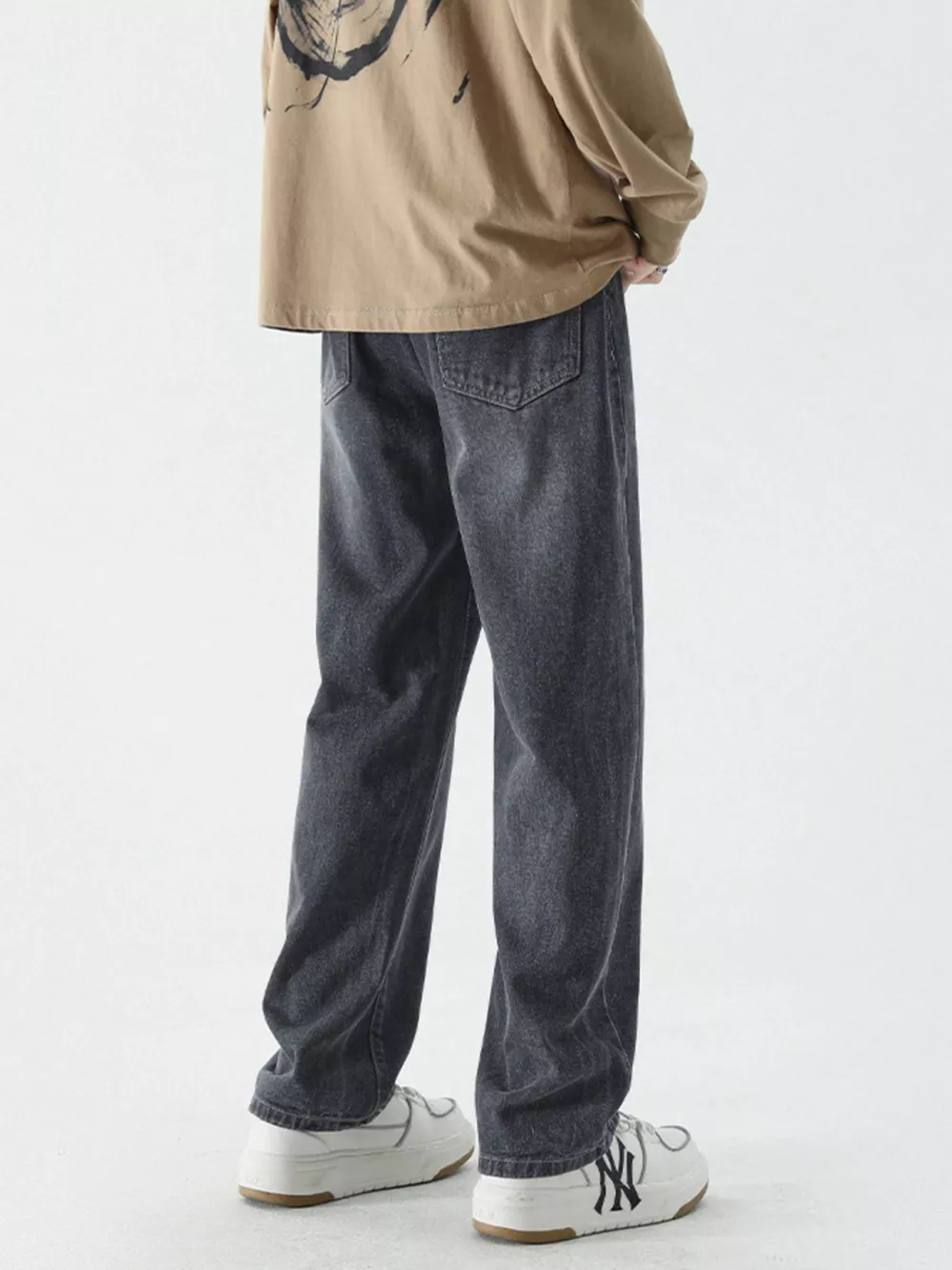 Men's Full Size Wide Leg Relaxed Fit Vintage Wash Jeans Plus Size, image 4