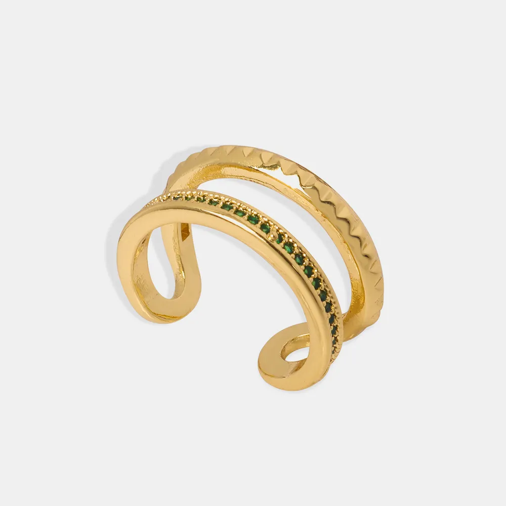 Gold-Plated Czech Diamond Double-Layered Ring, image 7